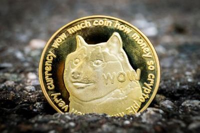 A vibrant image of a Dogecoin miner in action, showcasing its sleek design and glowing hash rates